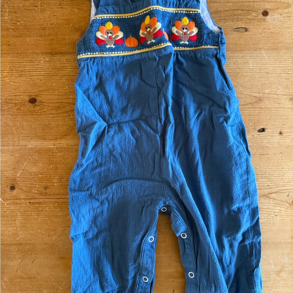 Thanksgiving smocked overalls